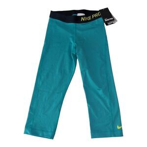 Nike Pro Womens XS Dri Fit Training‎ Blue Compression Capri Leggings 589366